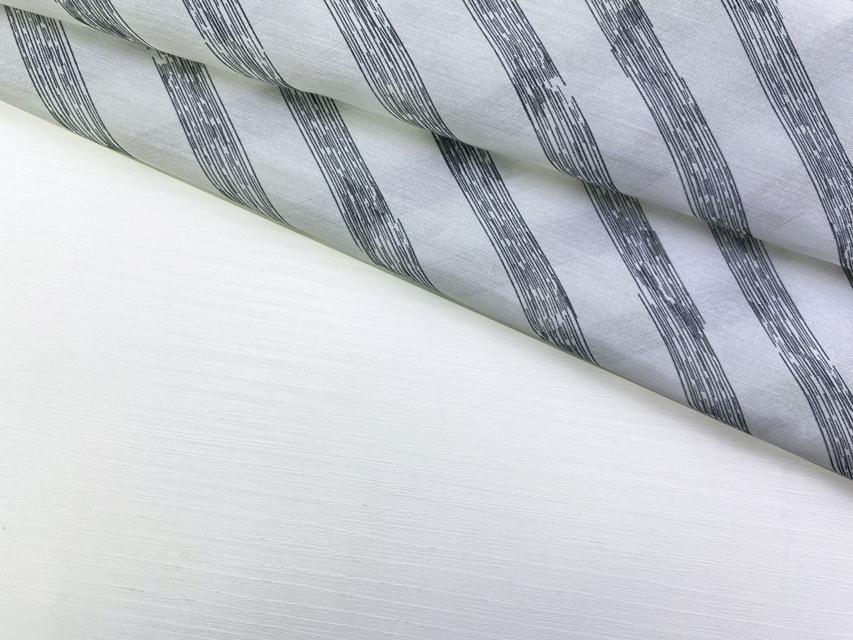 Ткань Муслин белого цвета с принтом  диагональные полосы  16739 4